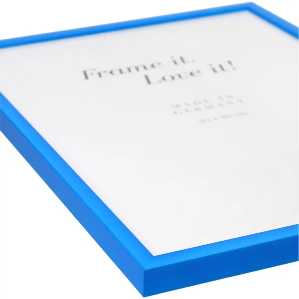 Cadre en bois Neon sur mesure bleu néon | verre standard (2 mm)