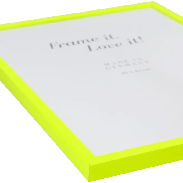Cadre en bois Neon sur mesure jaune néon | verre standard (2 mm)
