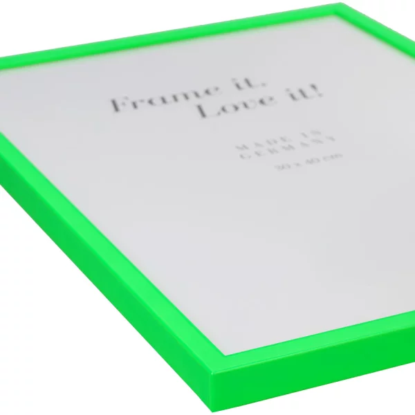 Cadre en bois Neon sur mesure vert néon | verre standard (2 mm)