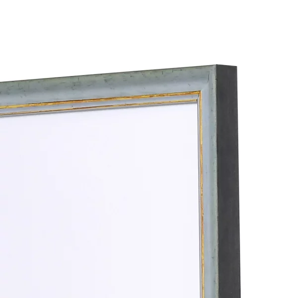 Holz Bilderrahmen Vannes 25x50 cm | blau-gold | Antireflexglas mattiert (2 mm)
