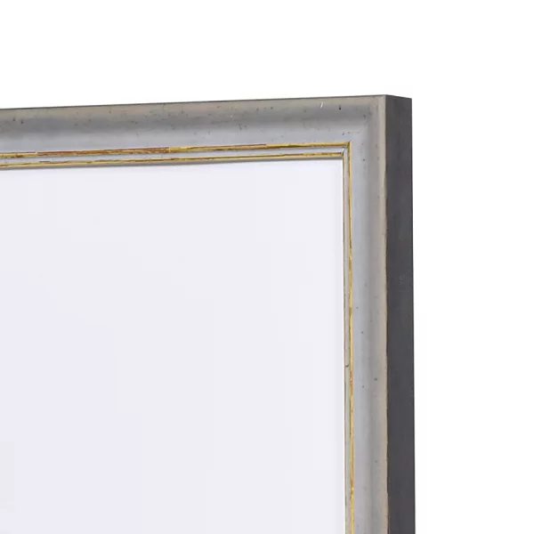 Holz Bilderrahmen Vannes 25x50 cm | grau-gold | Antireflexglas mattiert (2 mm)
