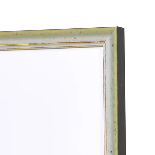 Holz Bilderrahmen Vannes 25x50 cm | grün-gold | Antireflexglas mattiert (2 mm)