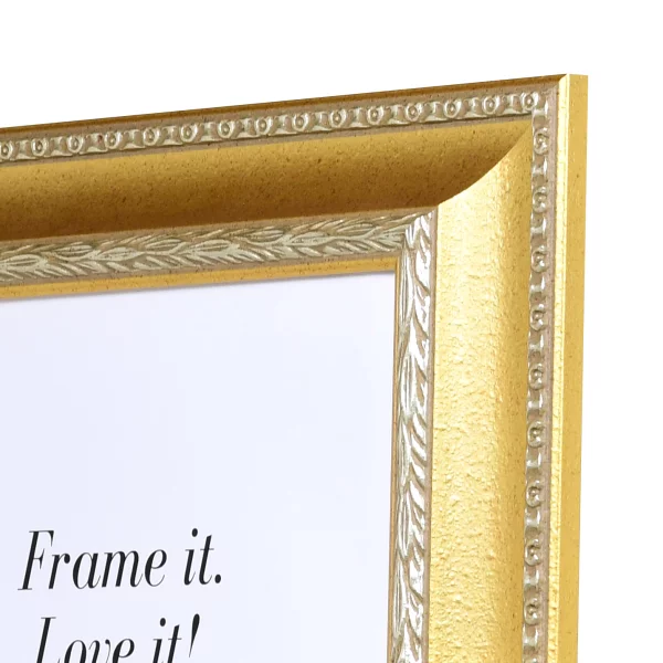 Barockrahmen Verdun 25x35 cm | Gold mit silberner Zierleiste | Normalglas (2 mm)