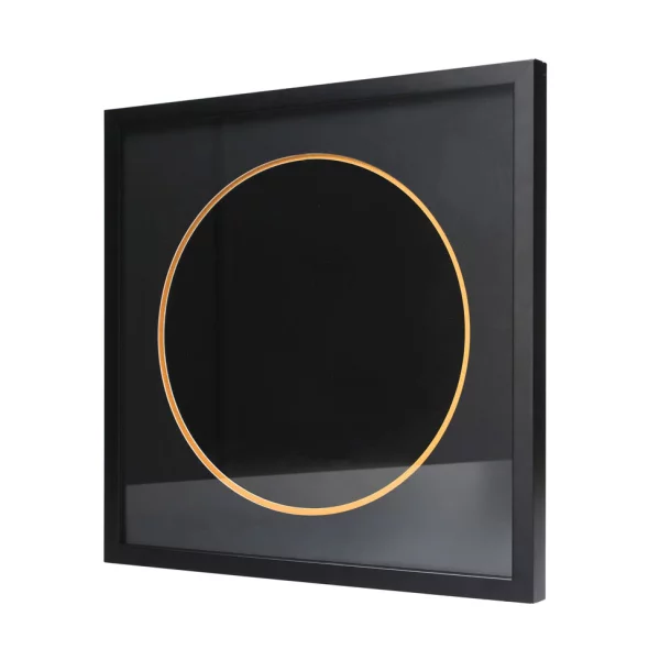 Cadre noir pour disque vinyle avec double passe-partout noir 40x40 cm | noir avec bord en or | verre standard (2 mm)