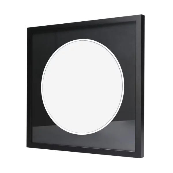 Cadre noir pour disque vinyle avec double passe-partout noir 40x40 cm | noir avec bord blanc | verre standard (2 mm)