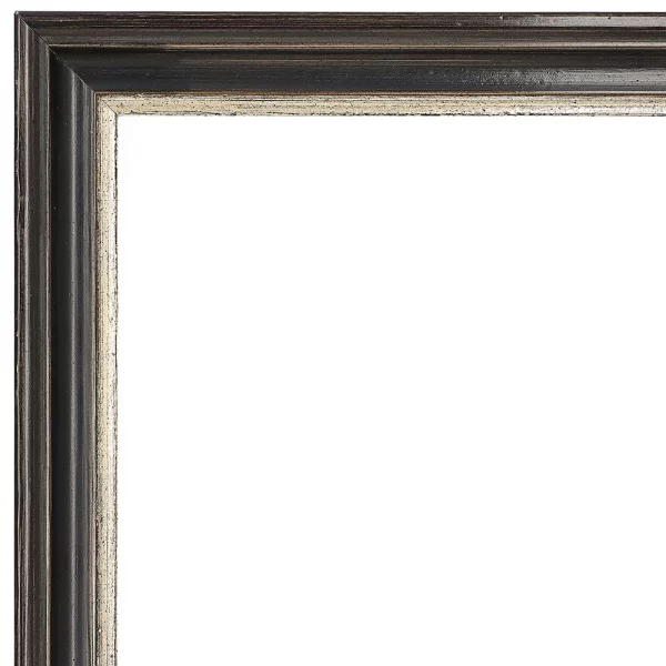 Barockrahmen Littau 50x70 cm | Anthrazit-Schwarz mit Silber, handgrundiert | Normalglas (2 mm)