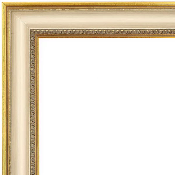 Barockrahmen Steffisburg 40x50 cm | altgold mit Wasserblattverzierung, Kehle elfenbein, patiniert | Normalglas (2 mm)