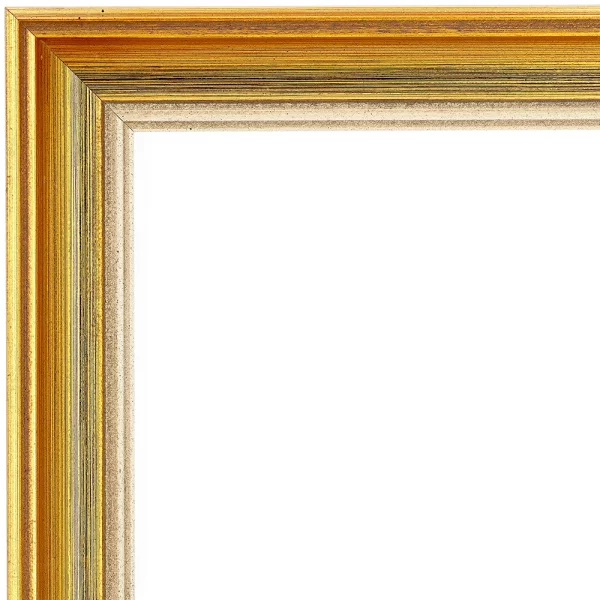 Barockrahmen Steffisburg 42x59,4 cm (A2) | Altgold und Rot, Kehle elfenbein | Normalglas (2 mm)