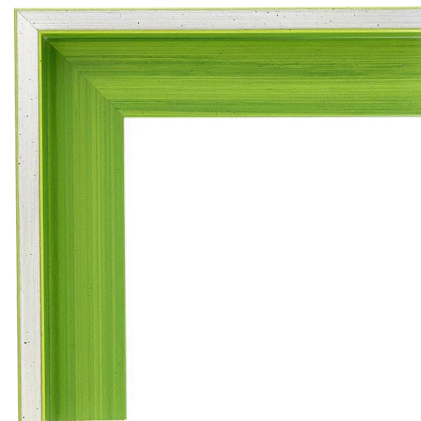 Schattenfugenrahmen Schlieren 60x80 cm | Silber auf Apfelgrün | Leerrahmen (ohne Glas und Rückwand)
