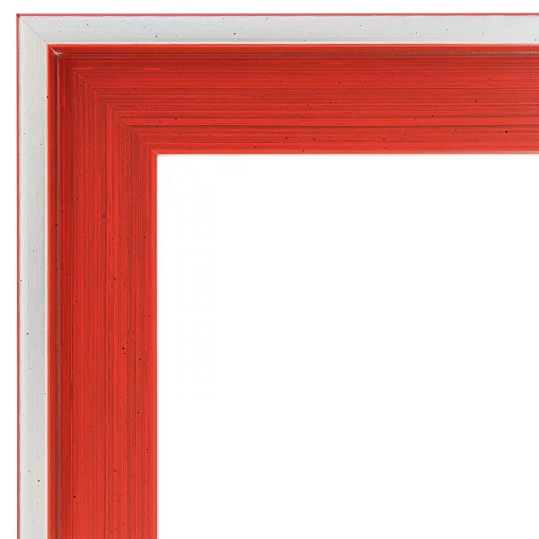 Schattenfugenrahmen Schlieren 30x40 cm | Silber auf Chinarot | Leerrahmen (ohne Glas und Rückwand)