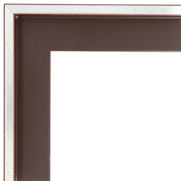 Schattenfugenrahmen Schlieren 60x80 cm | Silber auf Kaffeebraun | Leerrahmen (ohne Glas und Rückwand)
