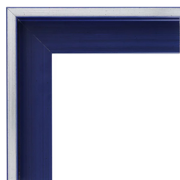 Schattenfugenrahmen Schlieren nach Mass Silber auf Ultramarinblau | Leerrahmen (ohne Glas und Rückwand)