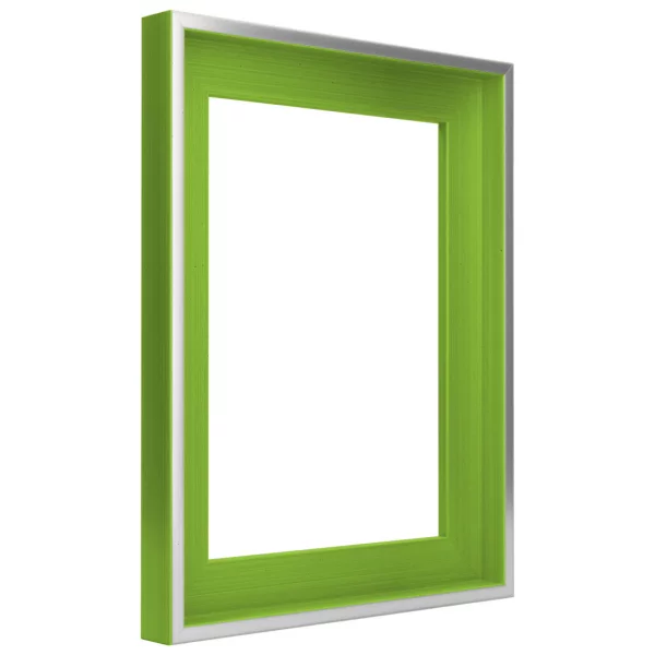 Schattenfugenrahmen Schlieren nach Maß Silber mit Apfelgruen | Leerrahmen (ohne Glas und Rückwand)