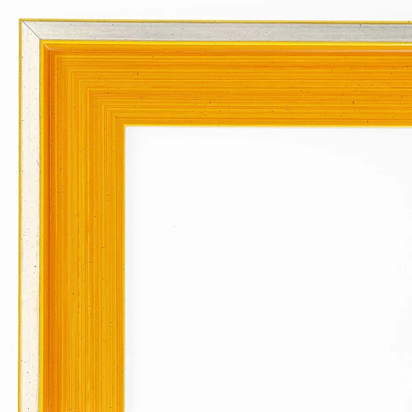Schattenfugenrahmen Schlieren nach Maß Silber mit Sonnengelb | Leerrahmen (ohne Glas und Rückwand)