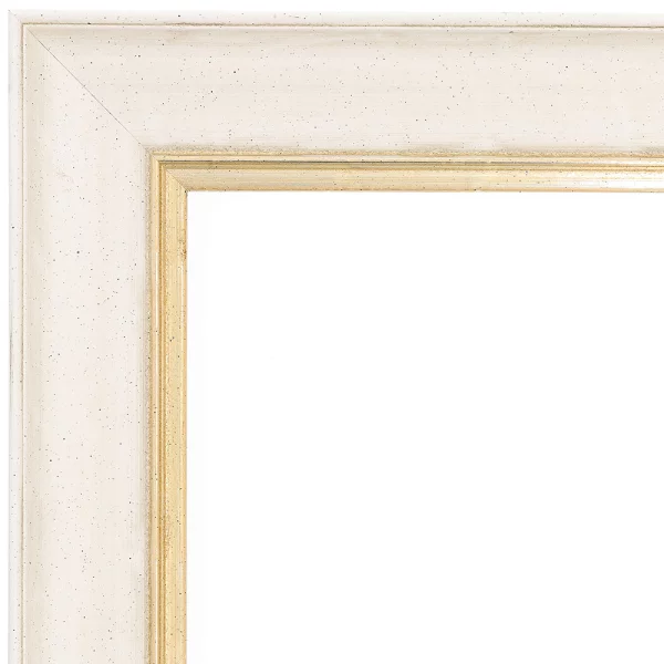 Barockrahmen Spiez 20x30 cm | Elfenbein mit Silber, handgrundiert | Normalglas (2 mm)