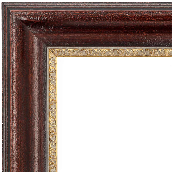 Barockrahmen Worb 50x60 cm | ziegelerde matt, Verzierung gold | Normalglas (2 mm)