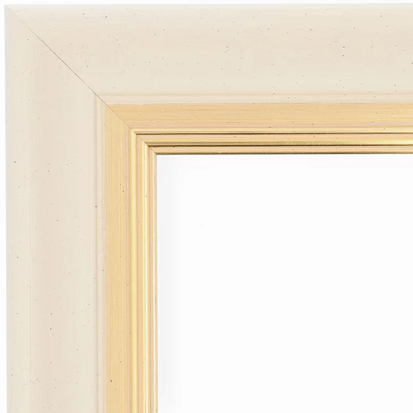 Barockrahmen Weinfelden 20x30 cm | elfenbein handgrundiert, vorne gold | Normalglas (2 mm)