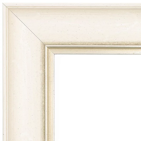 Barockrahmen Aarburg 50x70 cm | Elfenbein mit Silber, handgrundiert | Normalglas (2 mm)