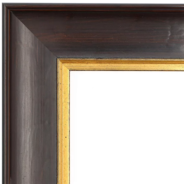 Barockrahmen Aarburg 20x30 cm | Kasseler Braun, vorne Gold | Normalglas (2 mm)