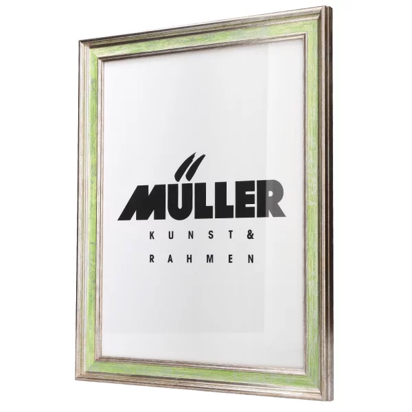 Cadre en bois Brême 18x24 cm | or blanc - vert | verre standard (2 mm)
