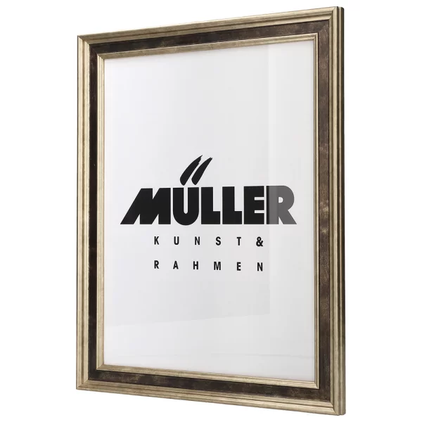 Cadre en bois Brême sur mesure or blanc - brun | verre standard (2 mm)