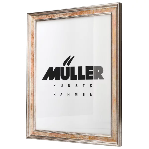 Cadre en bois Brême sur mesure or blanc - orange | verre standard (2 mm)