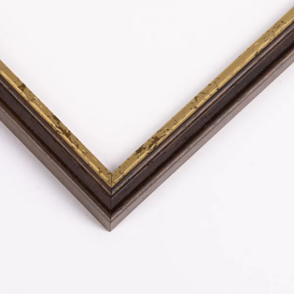 Holz Bilderrahmen Niedersachsen 10x10 cm | Braun-Gold | Normalglas (2 mm)