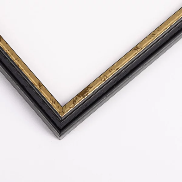 Cadre en bois Basse-Saxe sur mesure noir-or | verre standard (2 mm)