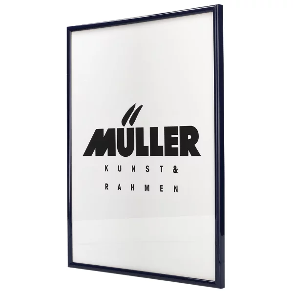 Cadre en bois Hesse sur mesure bleu foncé brillant | verre standard (2 mm)