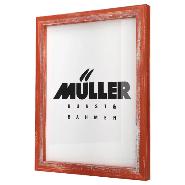 Holz-Bilderrahmen Rodgau nach Mass Orange | Normalglas (2 mm)