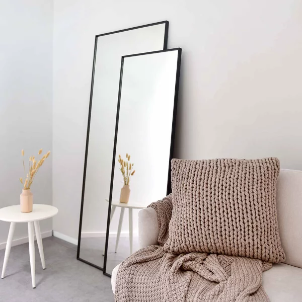 Wandspiegel Alurahmen Alpha - 70x170 cm 70x170 cm | Schwarz matt eloxiert | Spiegel (2 mm)
