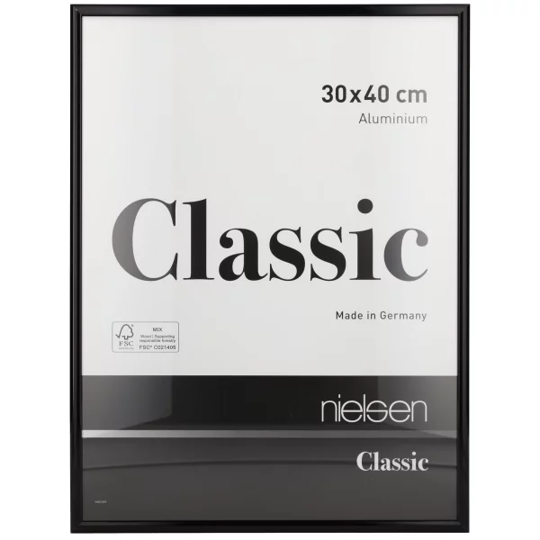 Alu-Bilderrahmen Classic 18x24 cm | Eloxiert Schwarz | Normalglas (2 mm)
