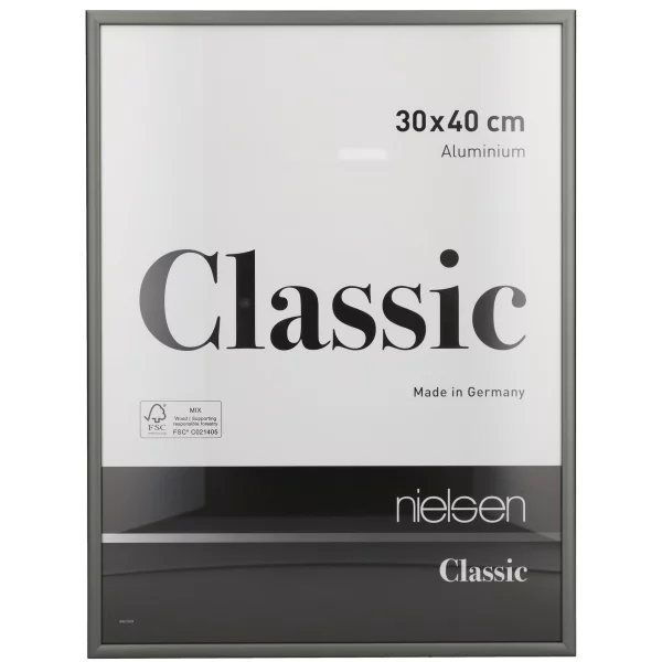 Alu-Bilderrahmen Classic 18x24 cm | Platin | Normalglas (2 mm)