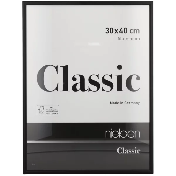 Alu-Bilderrahmen Classic 18x24 cm | Schwarz matt | Normalglas (2 mm)