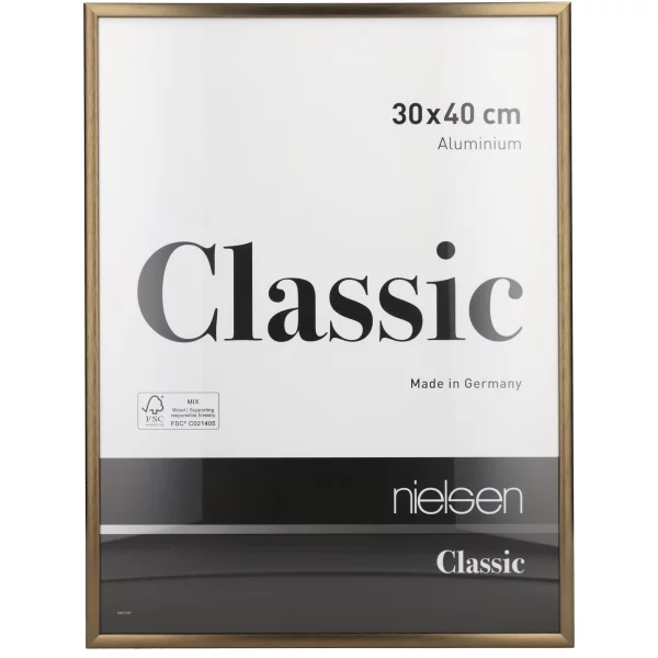 Alu-Bilderrahmen Classic 18x24 cm | Strukturiert Walnuss | Normalglas (2 mm)