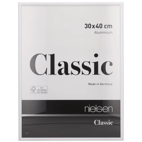 Alu-Bilderrahmen Classic 18x24 cm | Weiß glanz | Normalglas (2 mm)