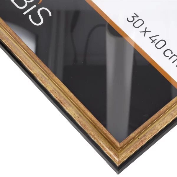Bilderrahmen Neas aus Holz nach Mass Gold | Normalglas (2 mm)