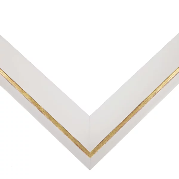 Schattenfugenrahmen Floater I 13x18 cm | Weiß matt, Kante Gold | Leerrahmen (ohne Glas und Rückwand)