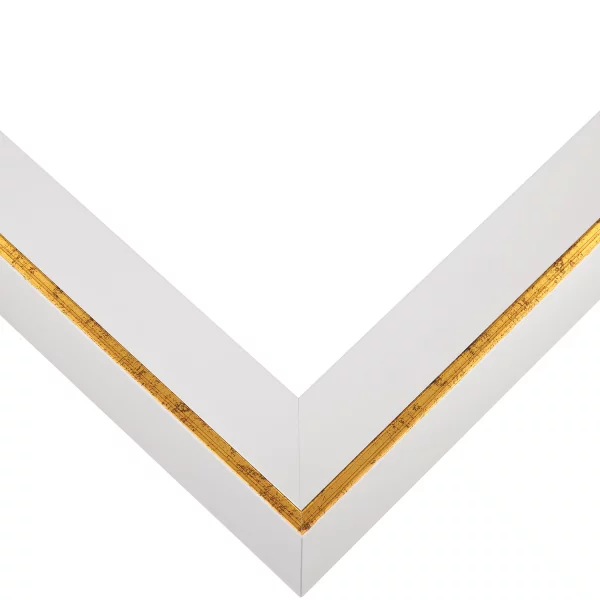 Schattenfugenrahmen Floater II 13x18 cm | Weiß matt, Kante Gold | Leerrahmen (ohne Glas und Rückwand)