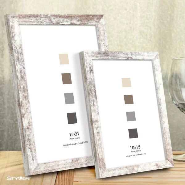 Cadre en bois Oslo (MDF) 10x15 cm | shabby | verre standard (2 mm)