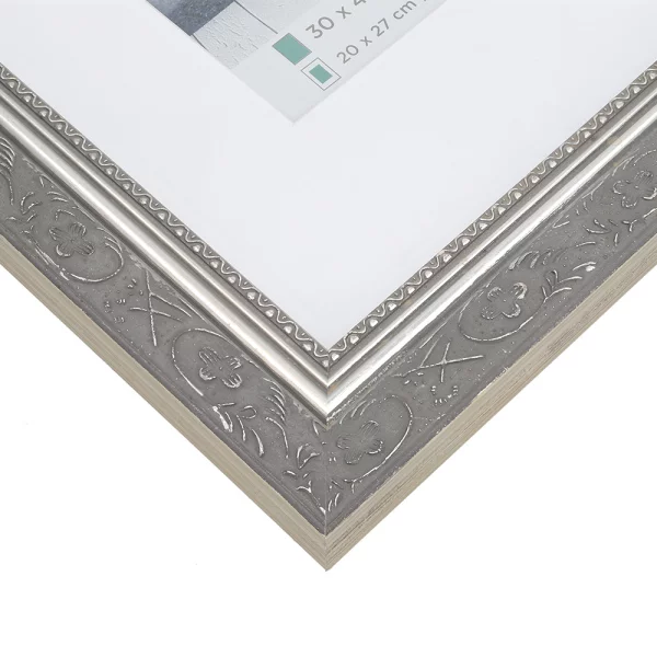Cadre en bois Baroque avec passe-partout 20x30 cm | anthracite | verre standard (2 mm)