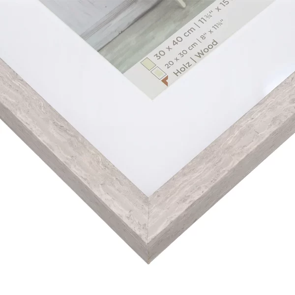 Cadre en bois Stockholm avec passe-partout 30x40 cm | gris | verre standard (2 mm)