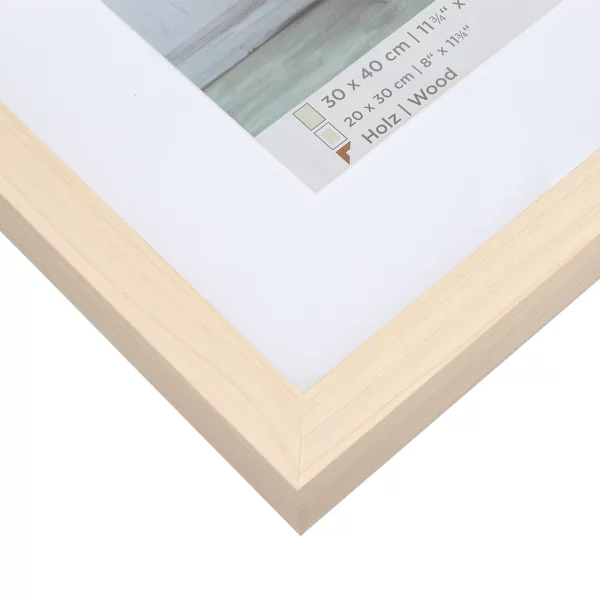 Cadre en bois Stockholm avec passe-partout 10x15 cm | naturel | verre standard (2 mm)
