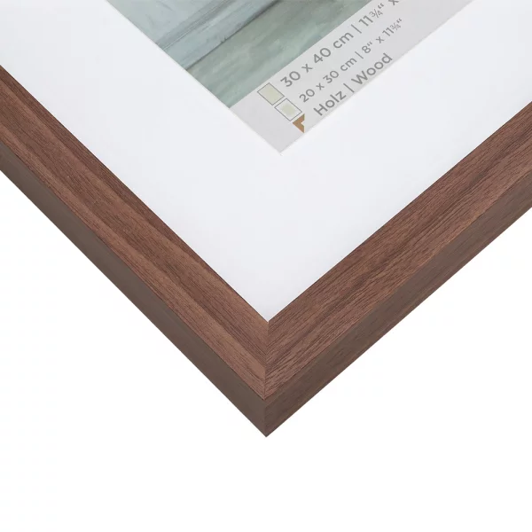 Cadre en bois Stockholm avec passe-partout 10x15 cm | noyer | verre standard (2 mm)