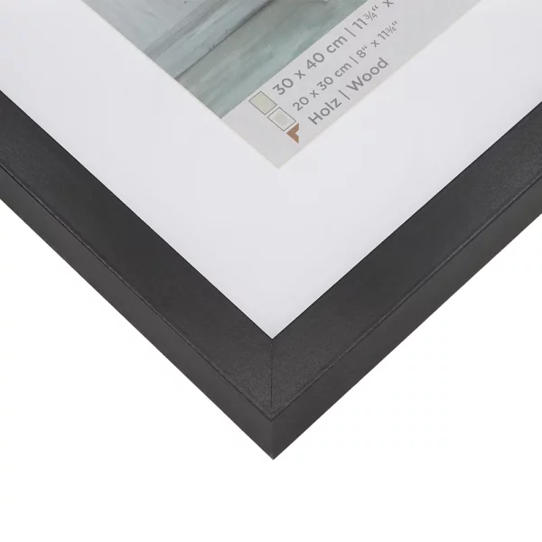 Cadre en bois Stockholm avec passe-partout 30x45 cm | noir | verre standard (2 mm)