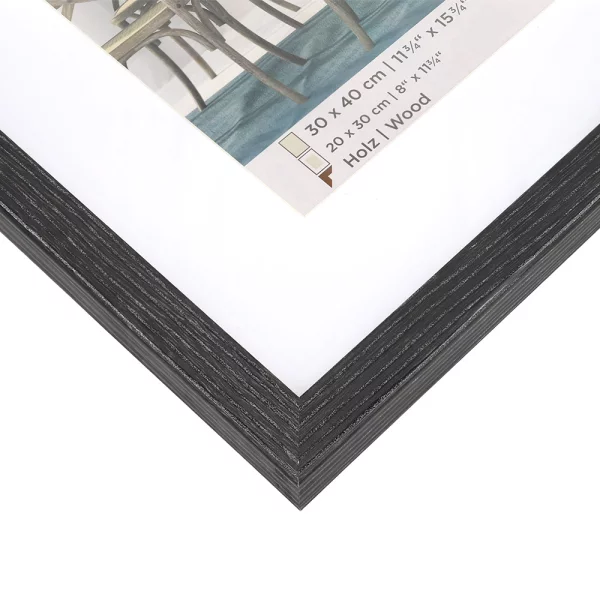 Holz Bilderrahmen Fiorito (MDF) mit Passepartout 10x15 cm (7x10 cm) | Dunkelgrau | Normalglas (2 mm)