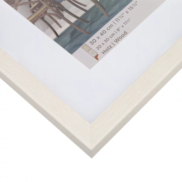 Holz Bilderrahmen Fiorito (MDF) mit Passepartout 10x15 cm (7x10 cm) | Weiß | Normalglas (2 mm)