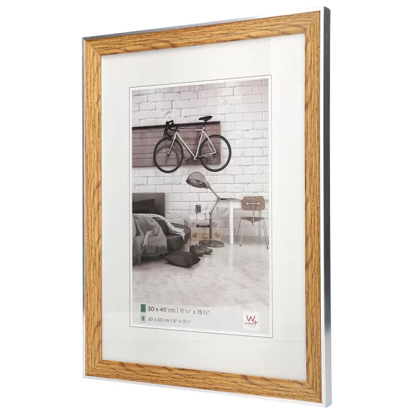 Kunststoff Bilderrahmen Bohemian mit Passepartout 20x30 cm | buche | Normalglas (2 mm)