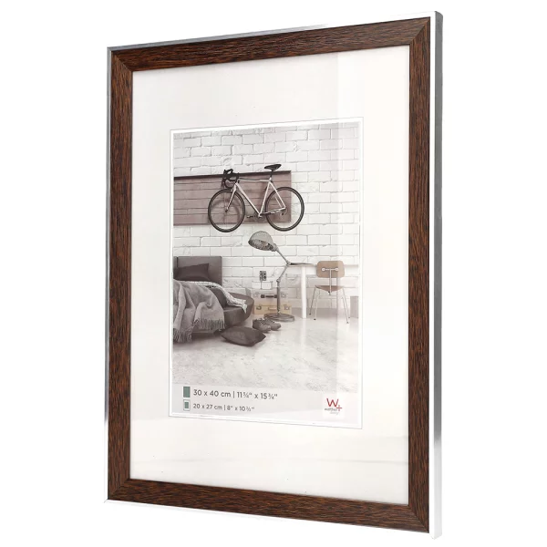 Kunststoff Bilderrahmen Bohemian mit Passepartout 20x30 cm | nussbaum | Normalglas (2 mm)