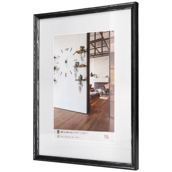 Holz Bilderrahmen Metropolis 20x30 cm | schwarz-silber | Normalglas (2 mm)